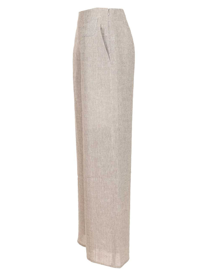 Emporio Armani Wide Leg Linen Gauze Trousers - Grey | 1653e66d590419f14b4262b8c5edd2ee048667e9