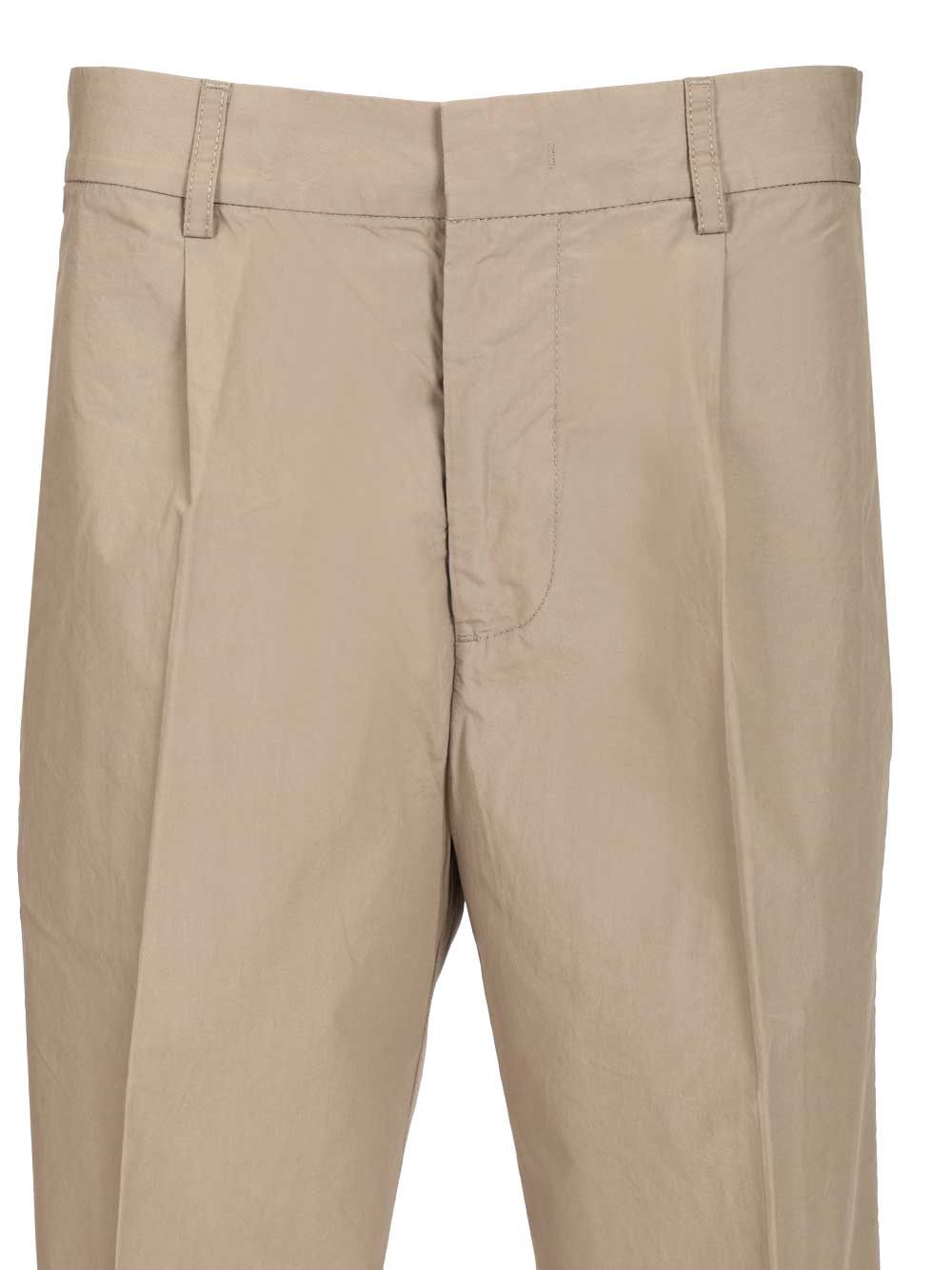 Emporio Armani Classic Cotton Poplin Trousers - Beige | 5eb8429f191551c8691ced51239fa6e509b4af3b