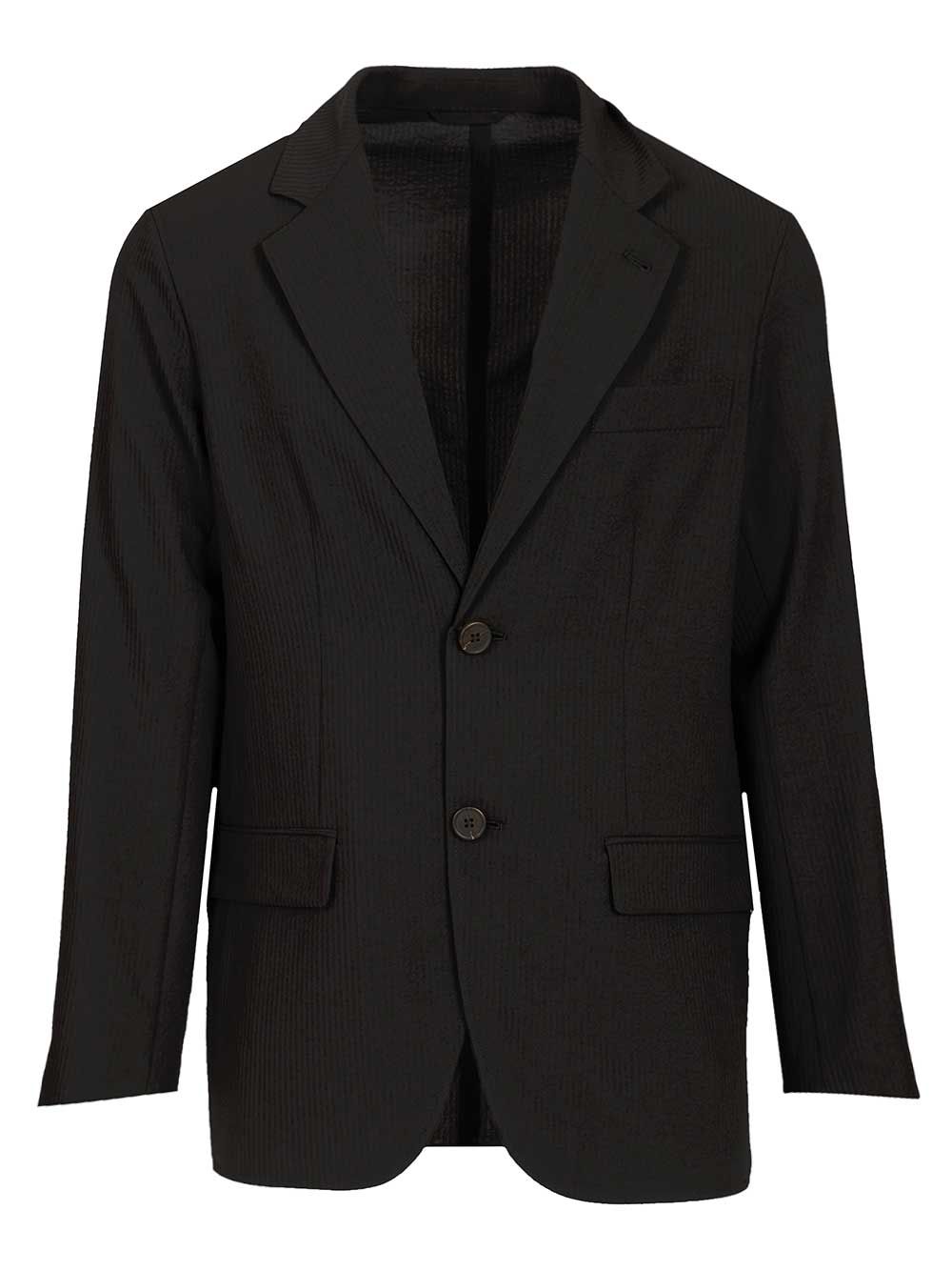 Emporio Armani Single-Breasted Jacket In Technical Seersucker Fabric Jackets - Black | 855a271654af62da671f96e46bbd4728840262b2