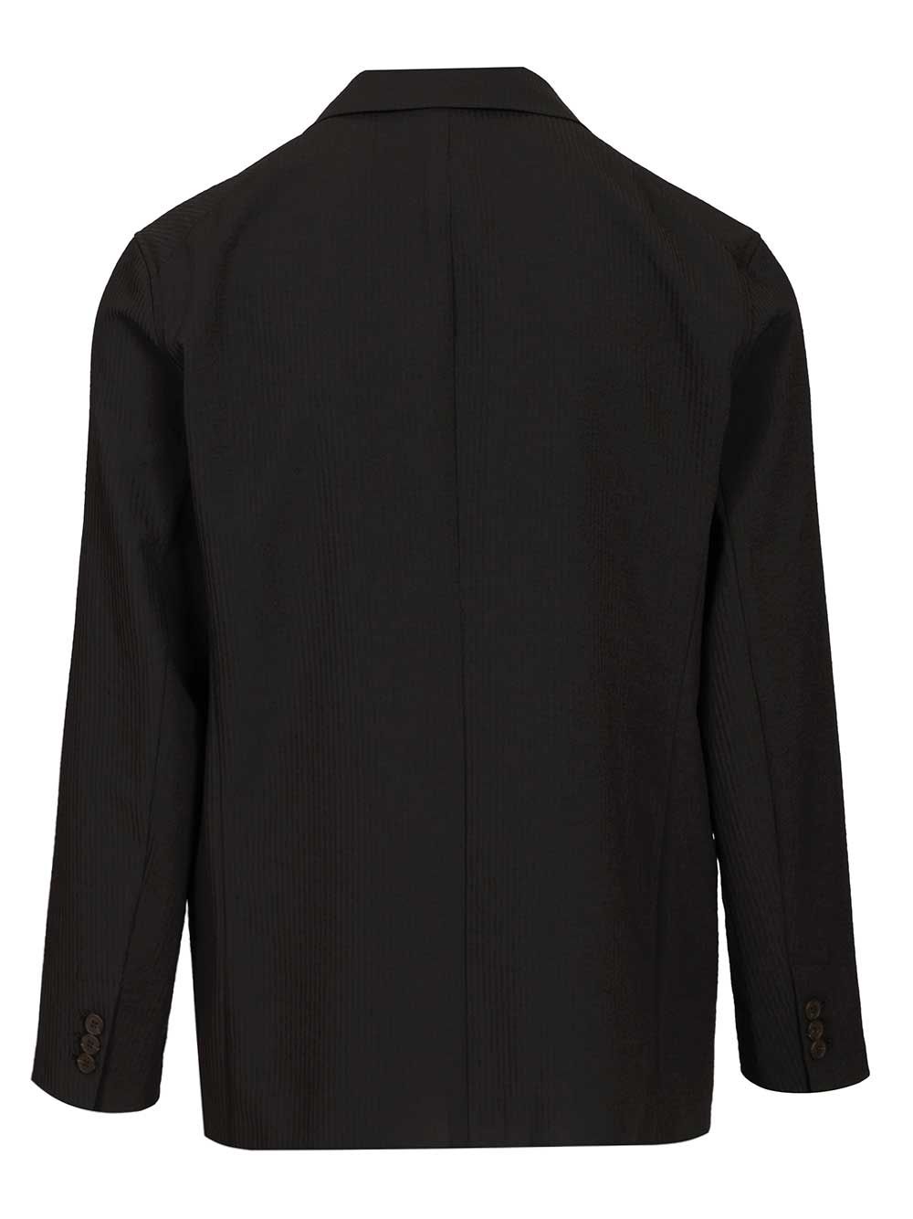 Emporio Armani Single-Breasted Jacket In Technical Seersucker Fabric Jackets - Black | 68f91d2b6fb178713fdd537d0eb58a725fb1e0c1