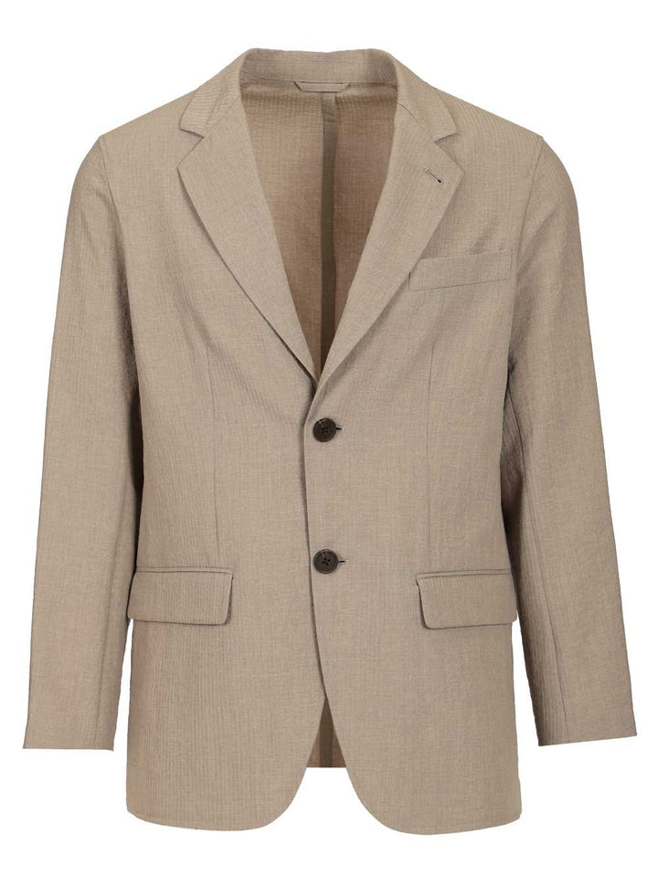 Emporio Armani Single-Breasted Jacket In Technical Seersucker Fabric Jackets - Beige | 47efe67a6b968fcc22a1290c1ada39e94aa72042