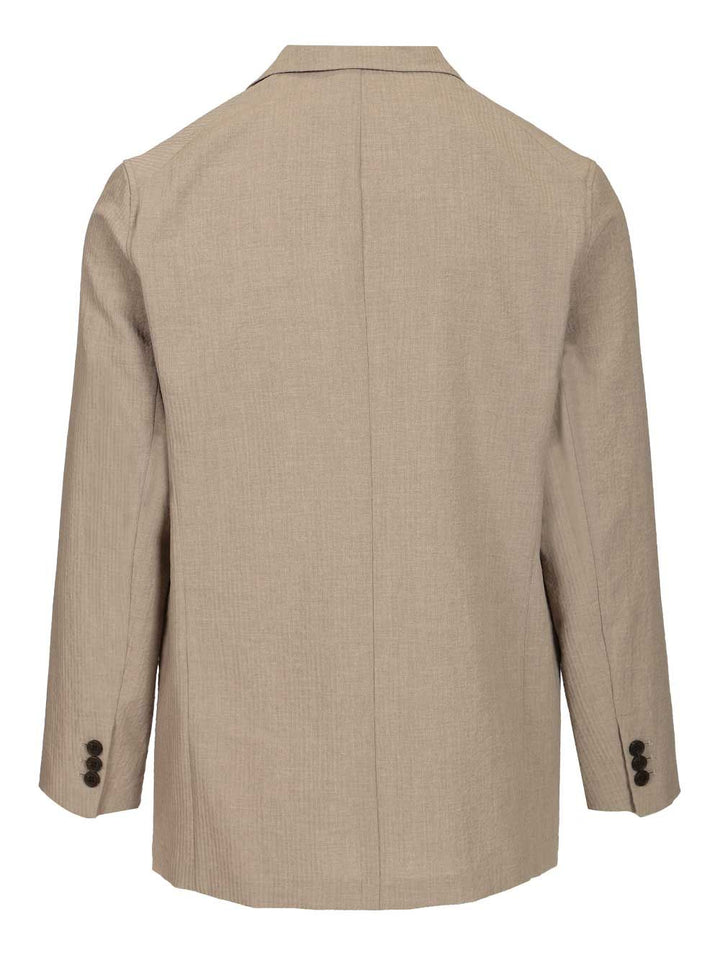 Emporio Armani Single-Breasted Jacket In Technical Seersucker Fabric Jackets - Beige | 85bd4d25ac102dfcb00f35a1aefbcce7379990ea