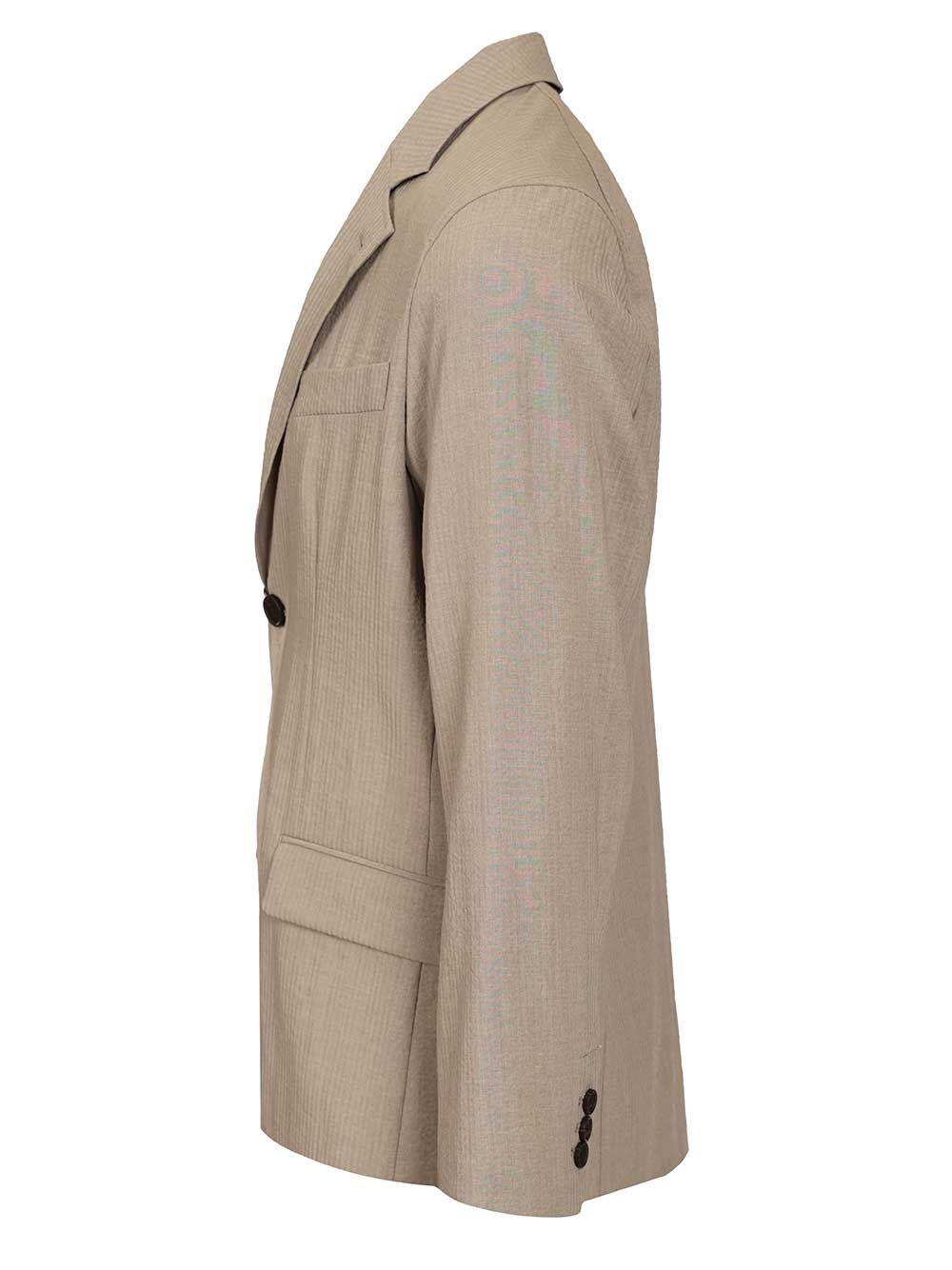 Emporio Armani Single-Breasted Jacket In Technical Seersucker Fabric Jackets - Beige | 765516e43602a77b87389b9fe1f3e6a8a359d3f5