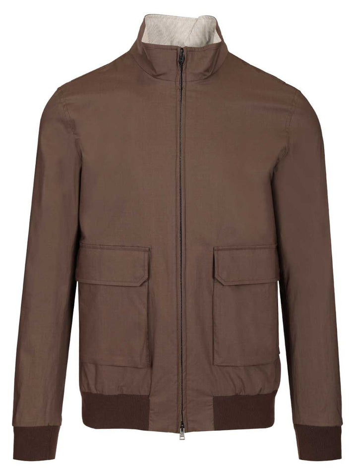 Herno Stretch Cotton Bomber Jacket Jackets - Brown | 5797681f5b689c5d27ac9921917e0103ae38d211