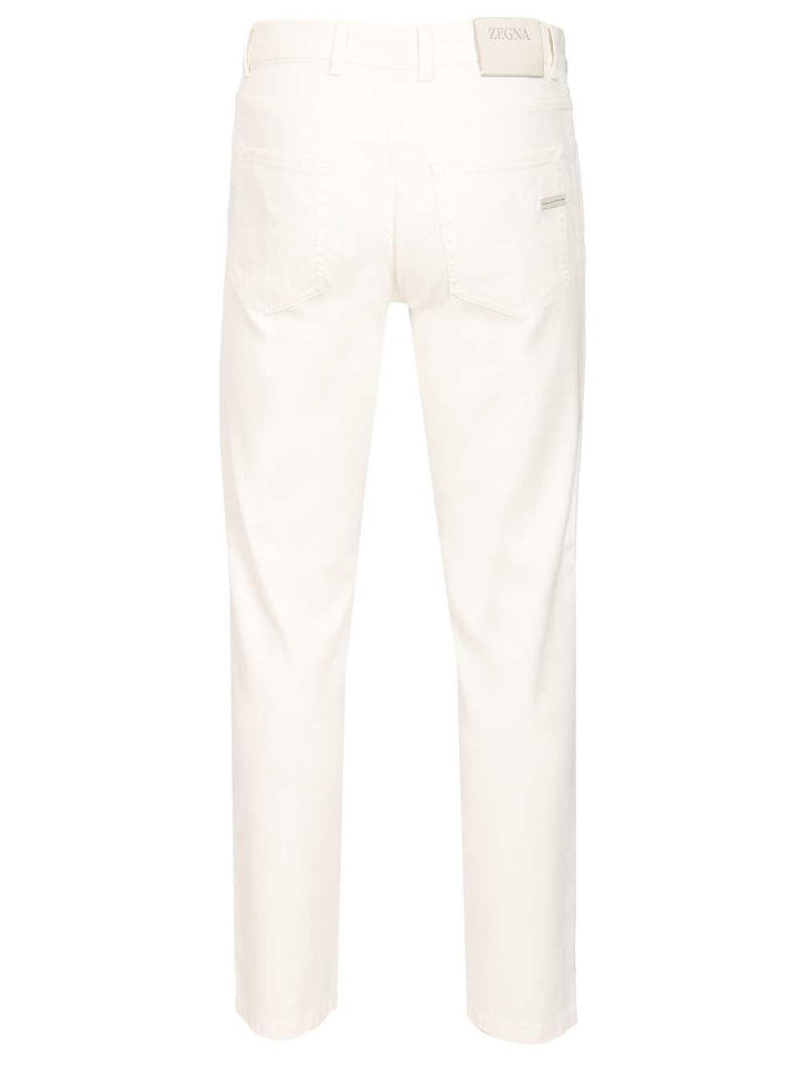 Ermenegildo Zegna Roccia Trousers In Linen And Cotton Jeans - White | c2d610e94051fa4fc7bbdafe234eb28b44b91bd6