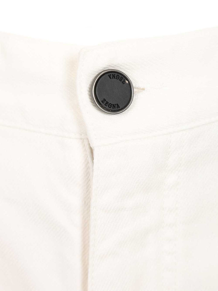 Ermenegildo Zegna Roccia Trousers In Linen And Cotton Jeans - White | 3219328a3910ba6bd48387f3f2a355448c215ccc