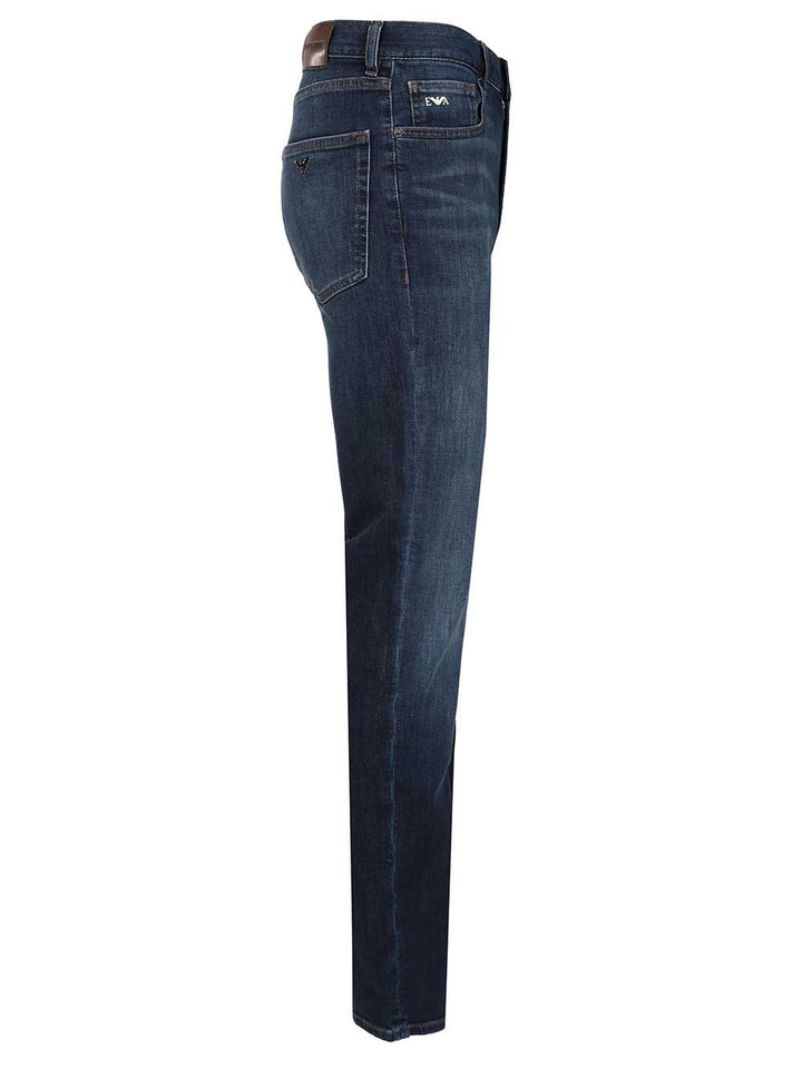 Emporio Armani Straight Denim Light Cotton Jeans - Blue | 537e9765a93576f1bbc8532d20254239a2d195bc