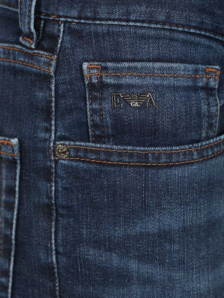 Emporio Armani Straight Denim Light Cotton Jeans - Blue | b4c8a525bfa51704dd9b438530ef037cb0e69eeb