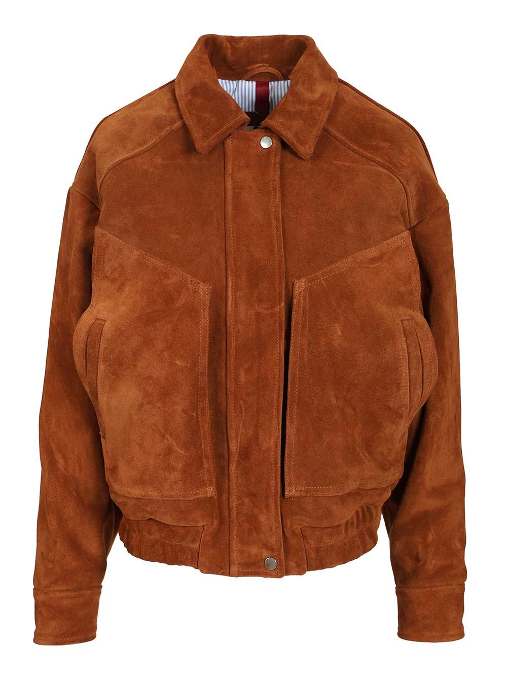 Blusotto Daniela Oversized Suede Bomber Jackets - Brown | 631a101bbf9729bc1a1db9455ea6ff479a069087