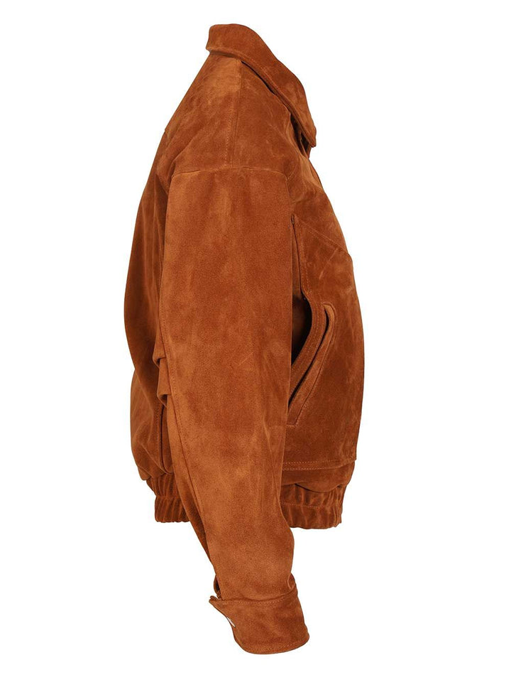 Blusotto Daniela Oversized Suede Bomber Jackets - Brown | 30d8978bae5f541477d42c1a978618e19a4b4cf0