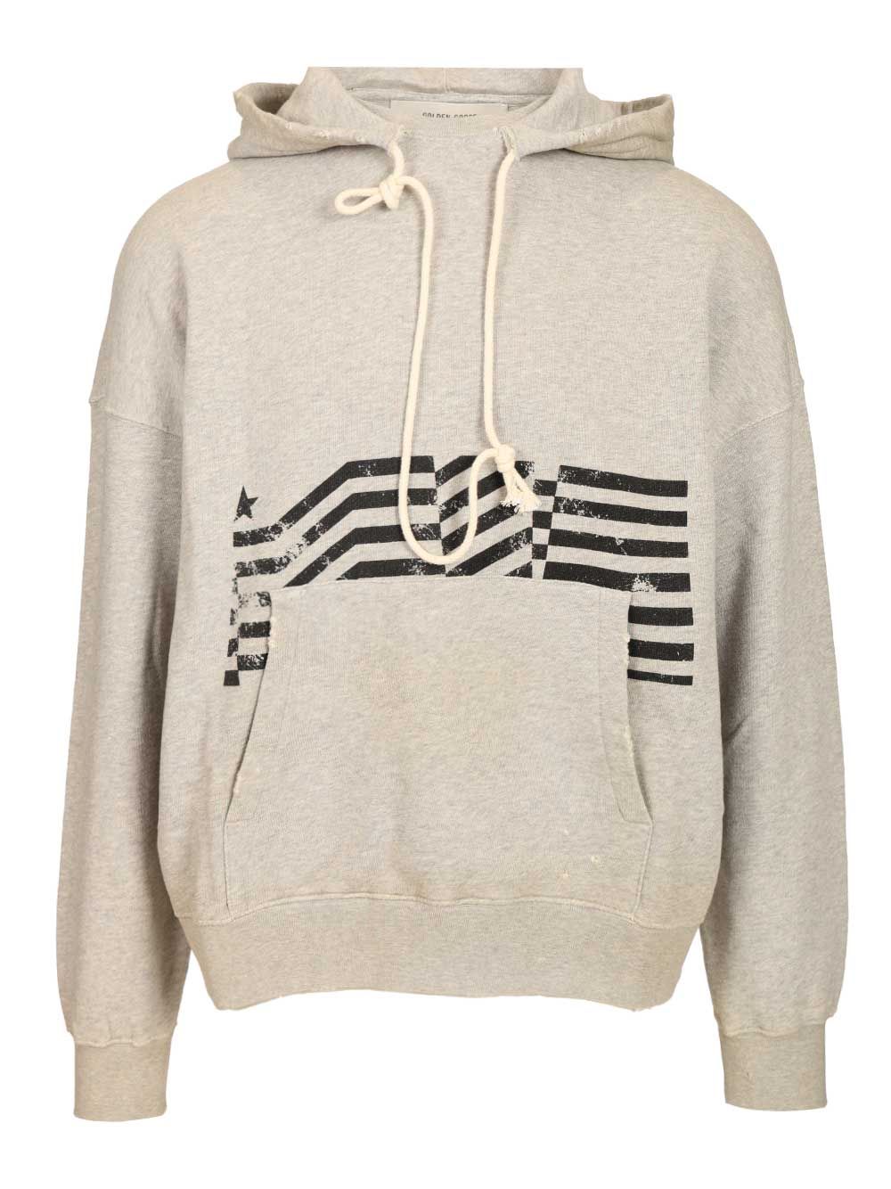 Golden Goose Deluxe Brand Flag Print Hoodie Sweatshirts - Grey | eb69211b4ae139b31318bba8513571b5919d5068