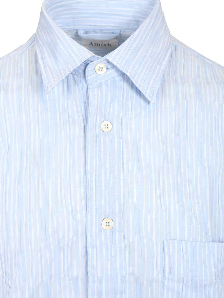 Amish Crinkle Cotton Shirt Shirts - Light blue | 6fa8424c28d7d352f194729f2c5abc751bccd6a6