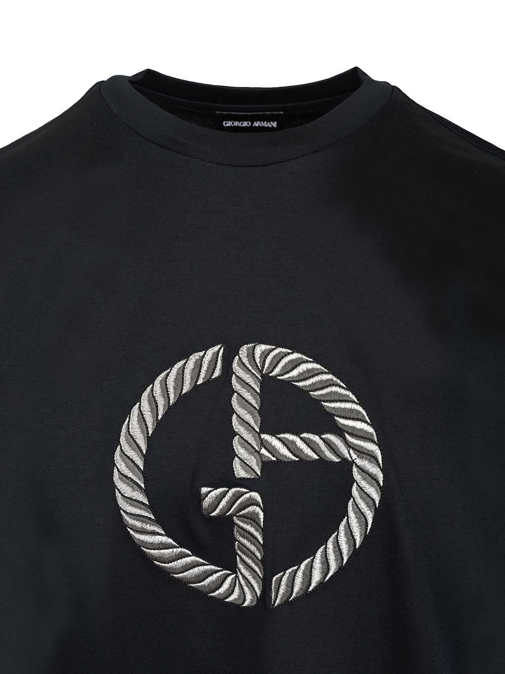Giorgio Armani With Embroidered Logo T-Shirt - Black | b2aed028a6f1cc7927e3e9472b93637858aa12e6