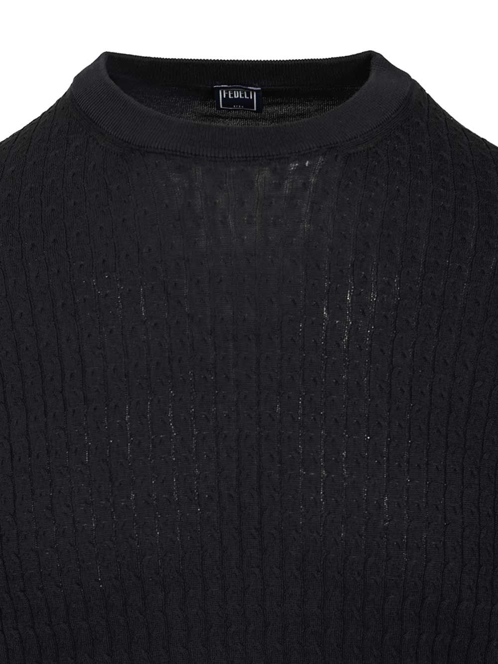 Fedeli Ribbed T-Shirt Knitwear - Blue | e3199ed6055c1275a8eebbb3af8abbea02abdf2c
