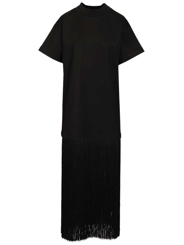 Cotton Jersey With Fringe T-Shirt Black