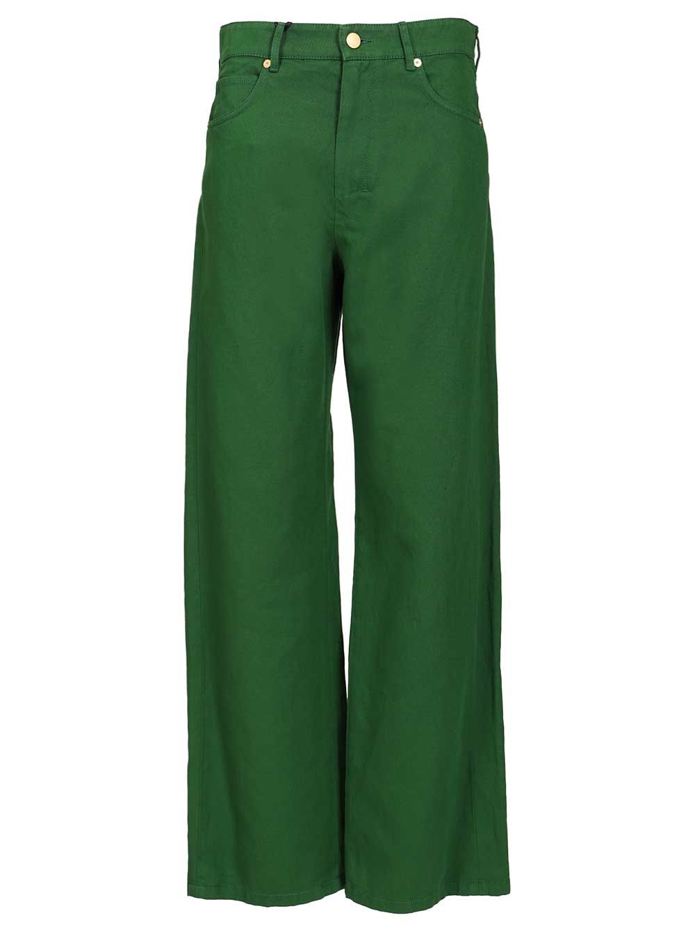 ' S Max Mara Cotton And Linen Drill Trousers - Green | 895b3ee3369766b6236f07d932b5d15613554fcf