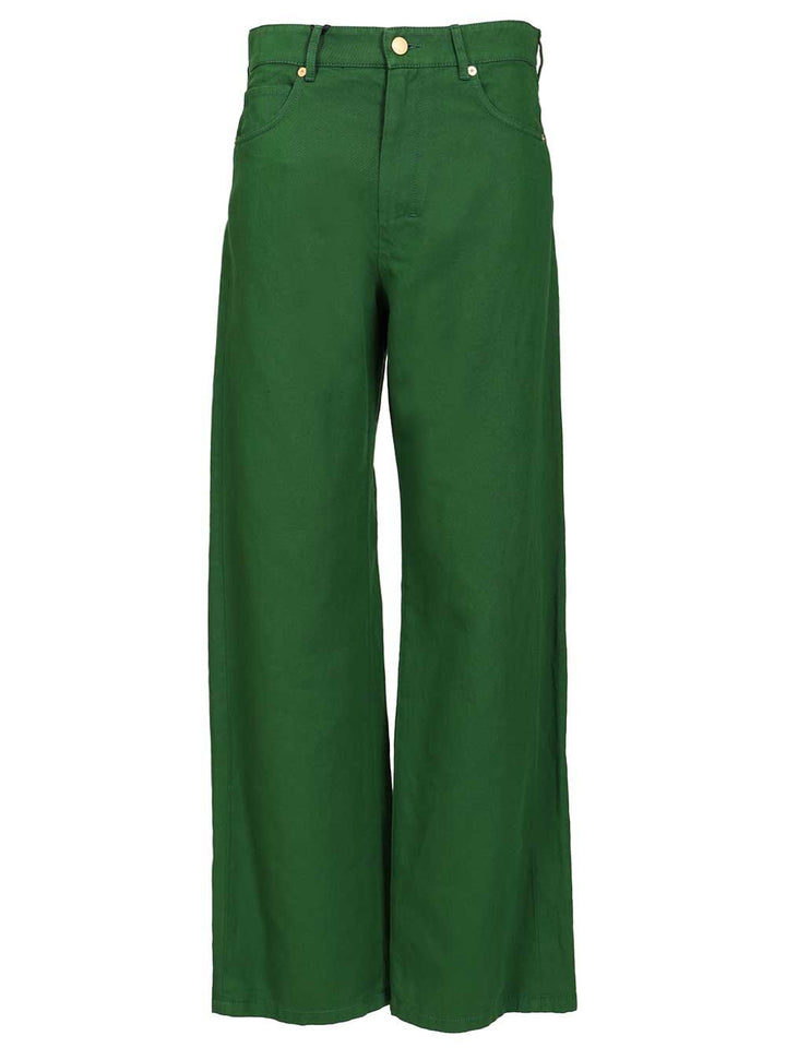 ' S Max Mara Cotton And Linen Drill Trousers - Green | 895b3ee3369766b6236f07d932b5d15613554fcf