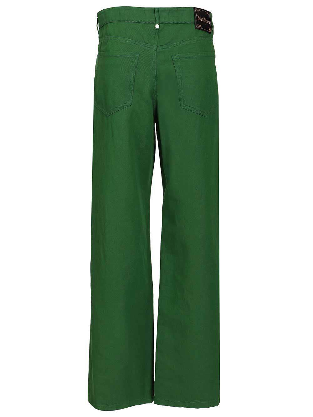 ' S Max Mara Cotton And Linen Drill Trousers - Green | 9d0fc3d65f1a67f94966c6e2ec34e37d6fea8999