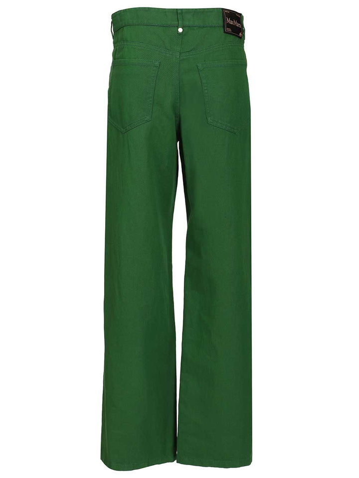 ' S Max Mara Cotton And Linen Drill Trousers - Green | 9d0fc3d65f1a67f94966c6e2ec34e37d6fea8999