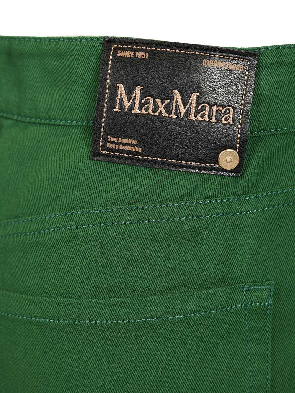 ' S Max Mara Cotton And Linen Drill Trousers - Green | 0e7db551d07ad48fc815138a1eb13e4ae396ac31