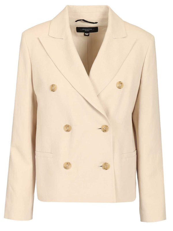 Double-Breasted Blazer Jackets White
