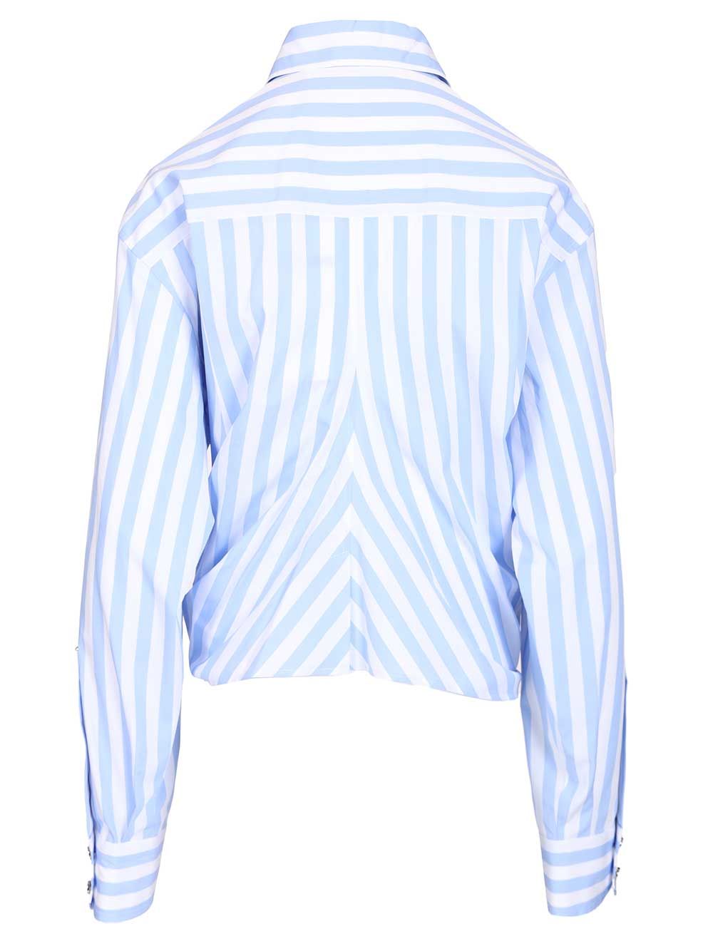 Sportmax Striped Shirt In Gathered Cotton Poplin Dresses - Light blue | 2a7e50f935a496ac19723a09d914defef4151cfd