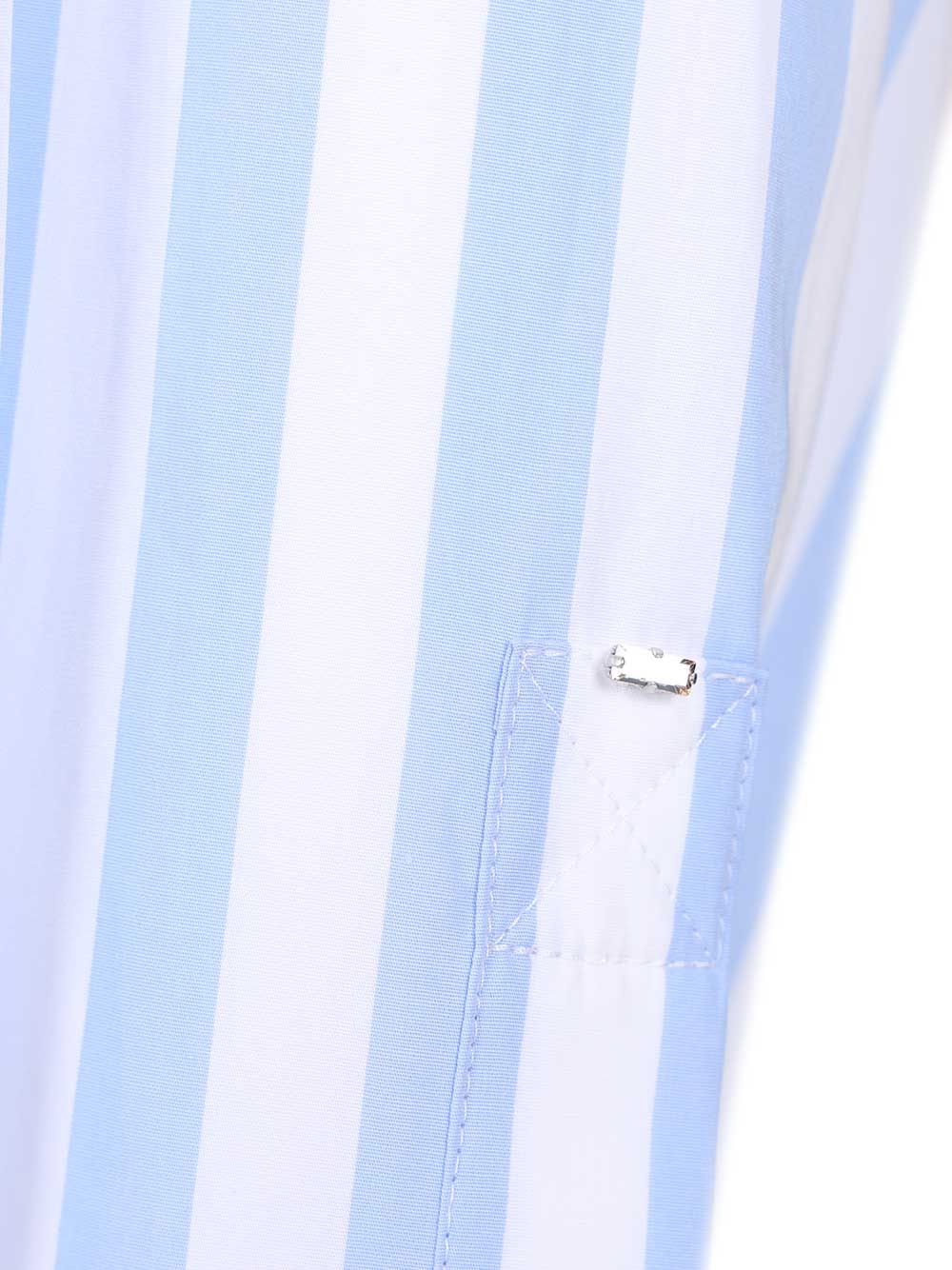 Sportmax Striped Shirt In Gathered Cotton Poplin Dresses - Light blue | 58f3648c8a71701e265d255ac7e0e896c5dce1d5
