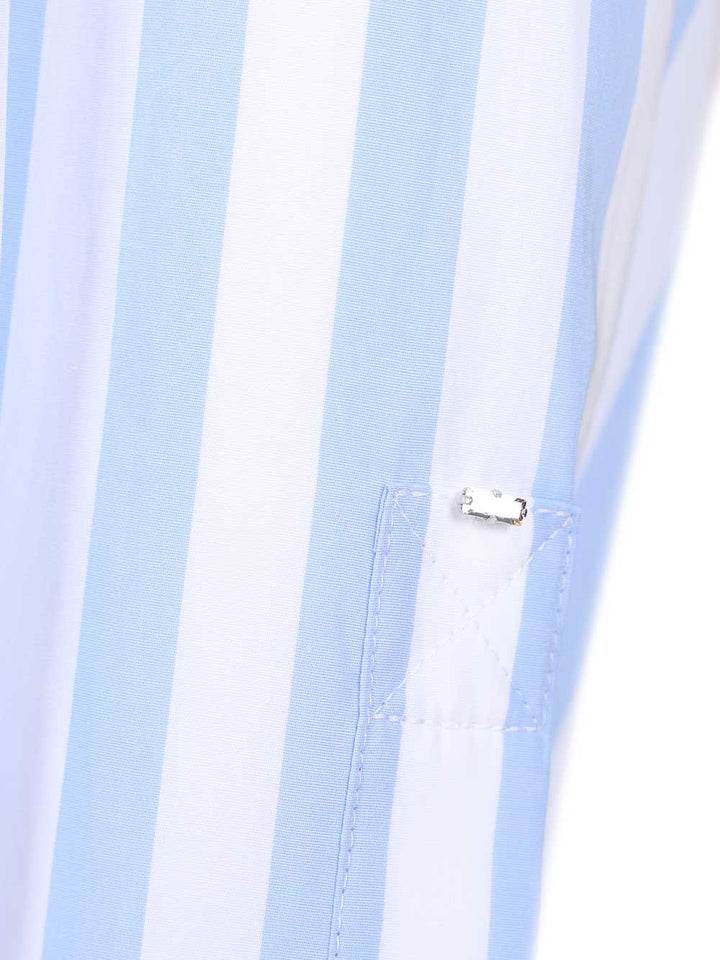 Sportmax Striped Shirt In Gathered Cotton Poplin Dresses - Light blue | 58f3648c8a71701e265d255ac7e0e896c5dce1d5