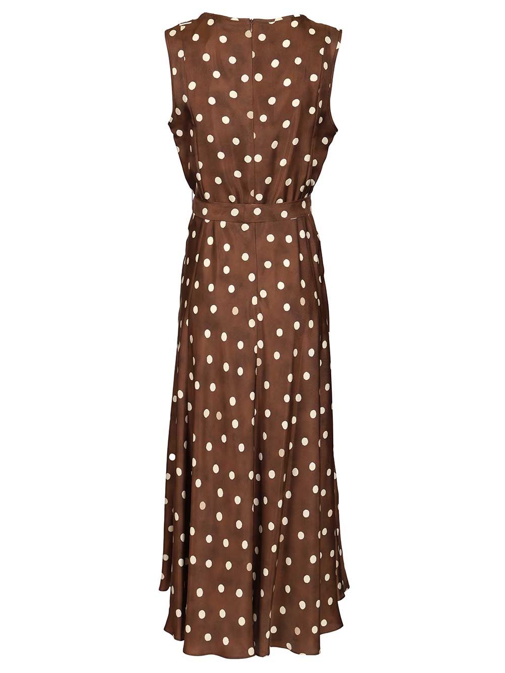 'S Max Mara Polka Dot Twill Dress Dresses - Brown | 10ed797eba8cb25ebefff2f966e128760a2e8865