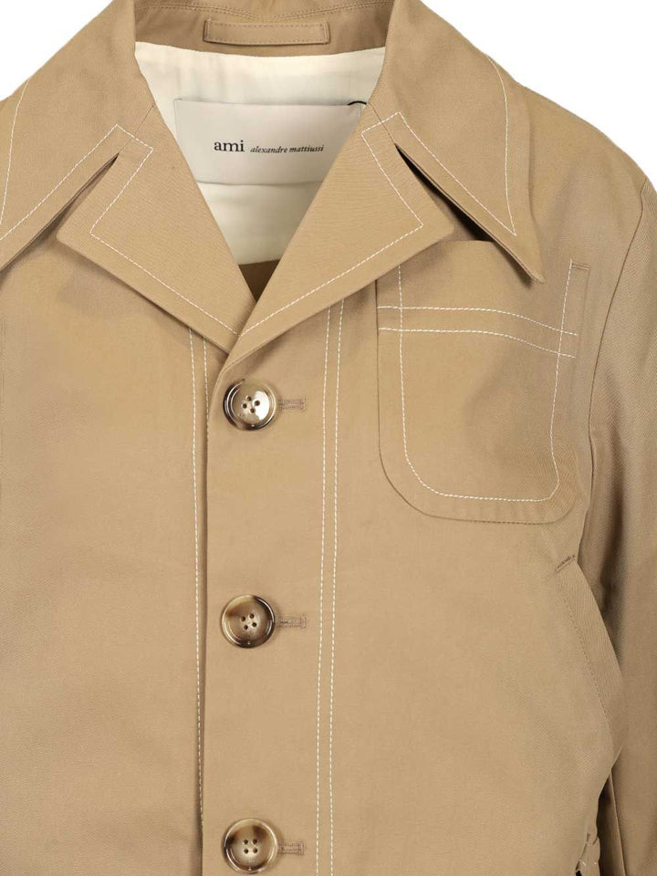 Ami Cotton Jacket Jackets - Beige | 2f0aaa50ce148a7fc438172893f638981e7f9bd4