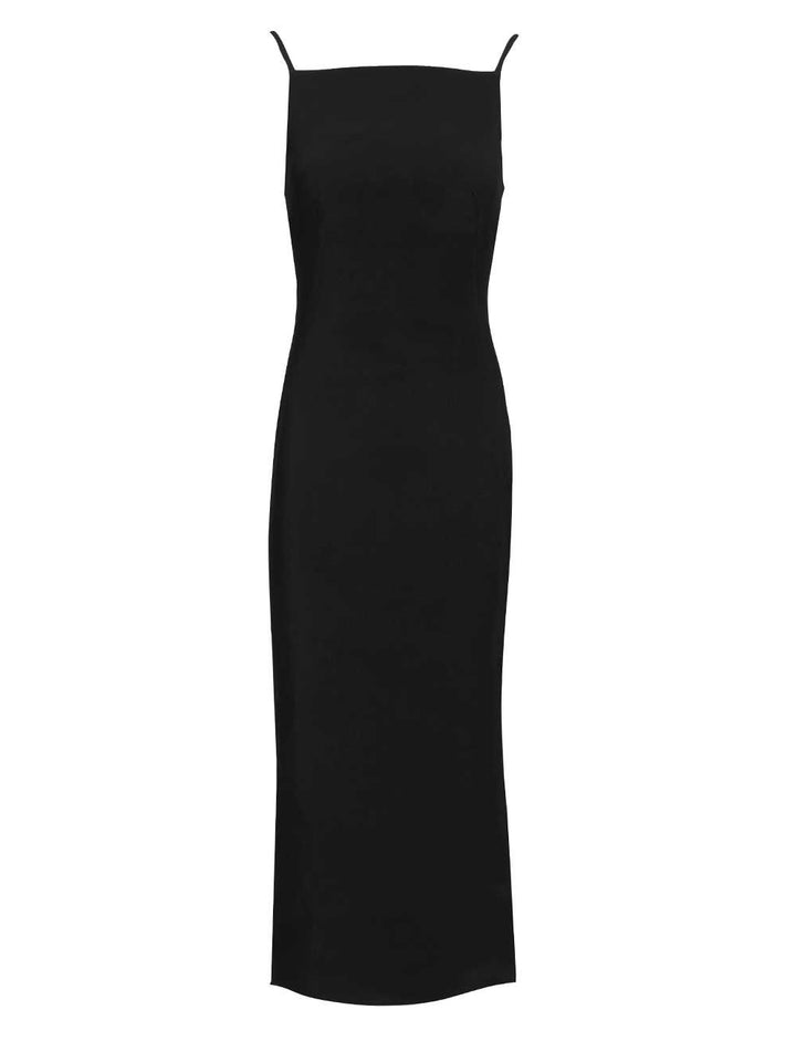 Givenchy Sliced Midi Dress In Crepe Cady Dresses - Black | 19a08422a7b837e6bbc49595cedab05fe1196003