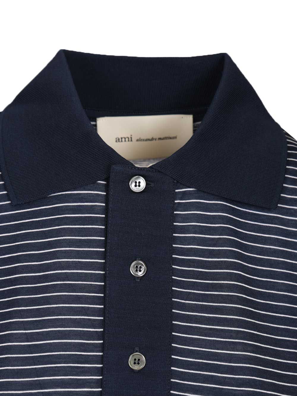 Ami Striped Boxy Fit Polo With Ami De Coeur Patch Polo shirt - Blue | e9982744c4a1eac6a7d65a79ab56d39b92b33804