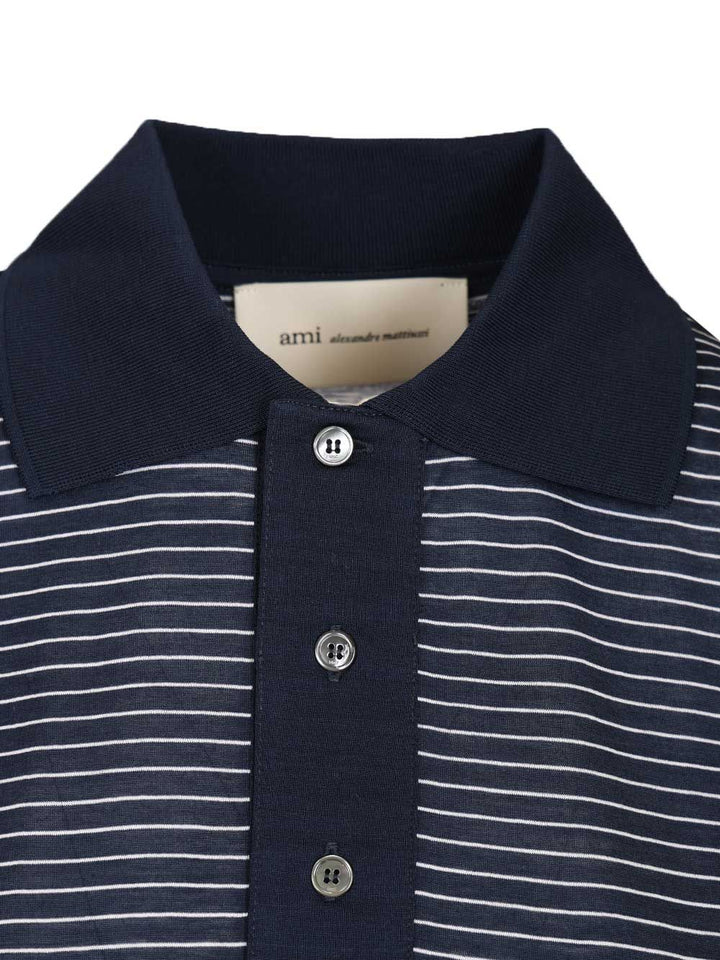 Ami Striped Boxy Fit Polo With Ami De Coeur Patch Polo shirt - Blue | e9982744c4a1eac6a7d65a79ab56d39b92b33804