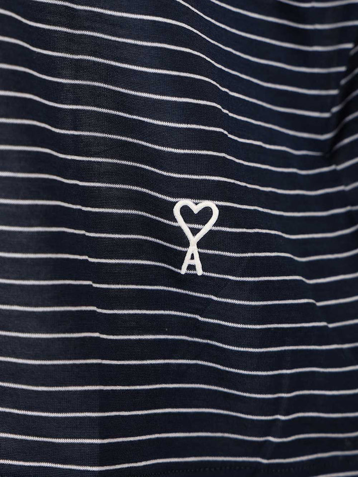 Ami Striped Boxy Fit Polo With Ami De Coeur Patch Polo shirt - Blue | cf312aae8f9118c5a44a22822f9bff1817ca0881