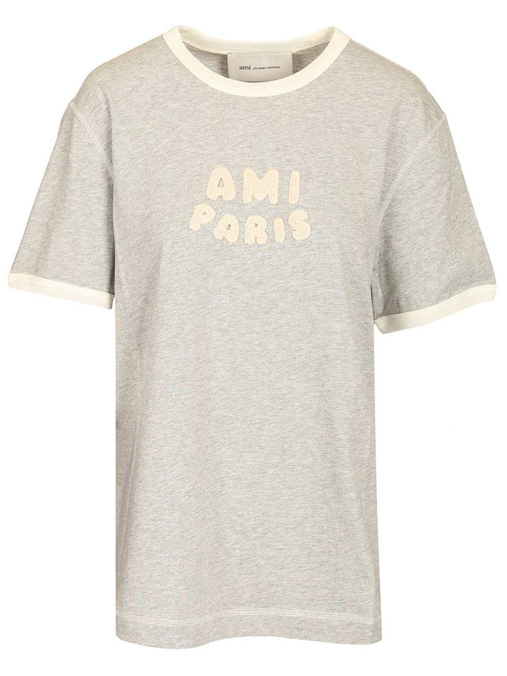 Ami Short Sleeves Classic Fit Teeshirt With Ami Paris Knitted Patch T-Shirt - Grey | 89a176b4aa9aecf32c3c2c35ea0a8e0c9d3b2bb4