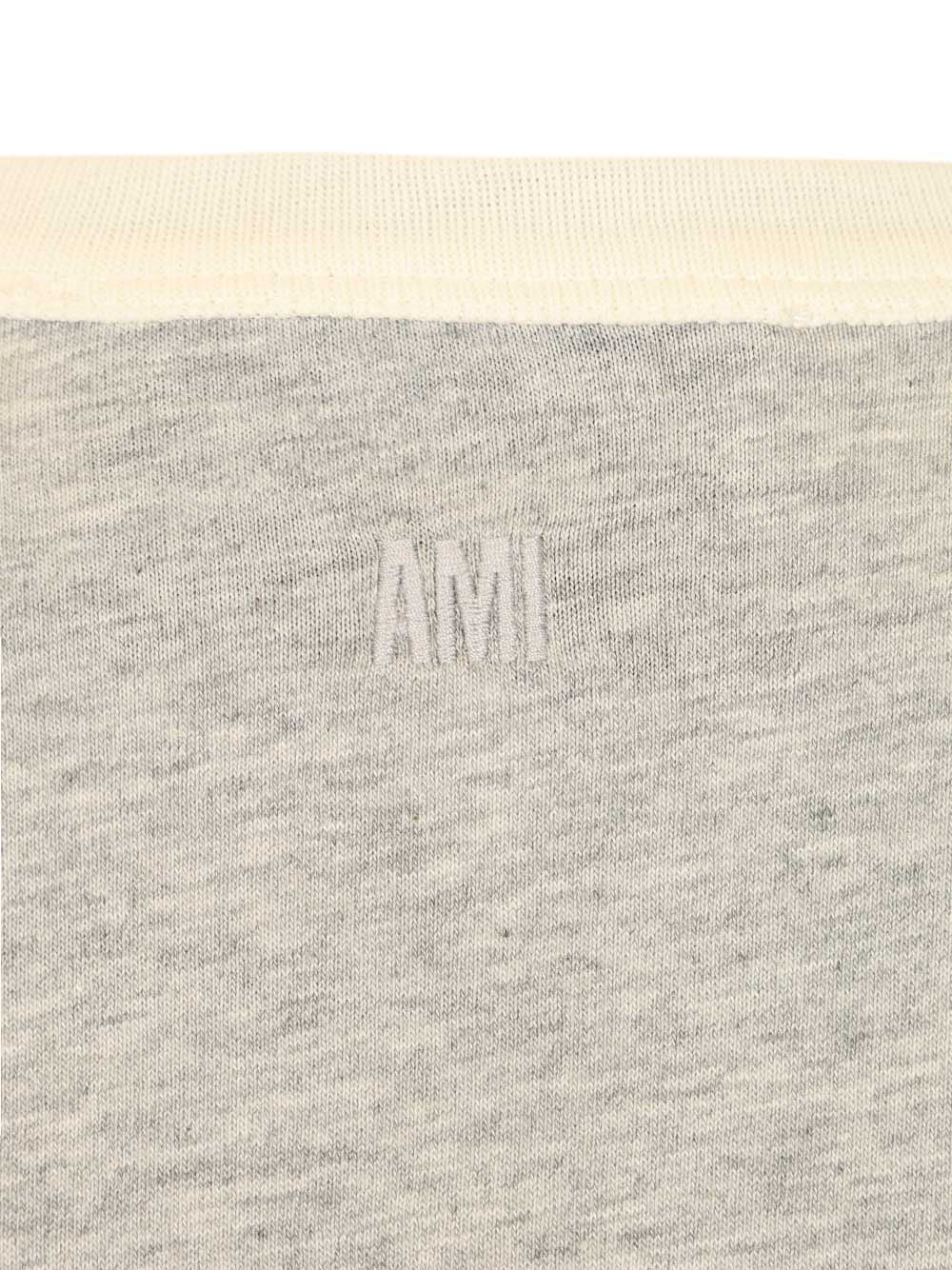 Ami Short Sleeves Classic Fit Teeshirt With Ami Paris Knitted Patch T-Shirt - Grey | a434f6943e56cb33e3a60ca3f2f30f9fbd269b97