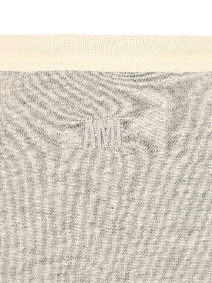 Ami Short Sleeves Classic Fit Teeshirt With Ami Paris Knitted Patch T-Shirt - Grey | a434f6943e56cb33e3a60ca3f2f30f9fbd269b97