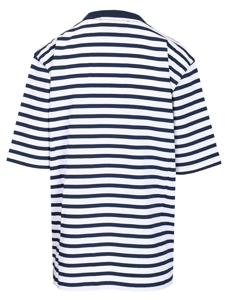 Ami Quota -Short Sleeves Boxy Fit Mariniere Teeshirt With Ami De Coeur Patch T-Shirt - Blue | 0c81396cca0d79e4f9157d5bf92f823b6ca16a4c
