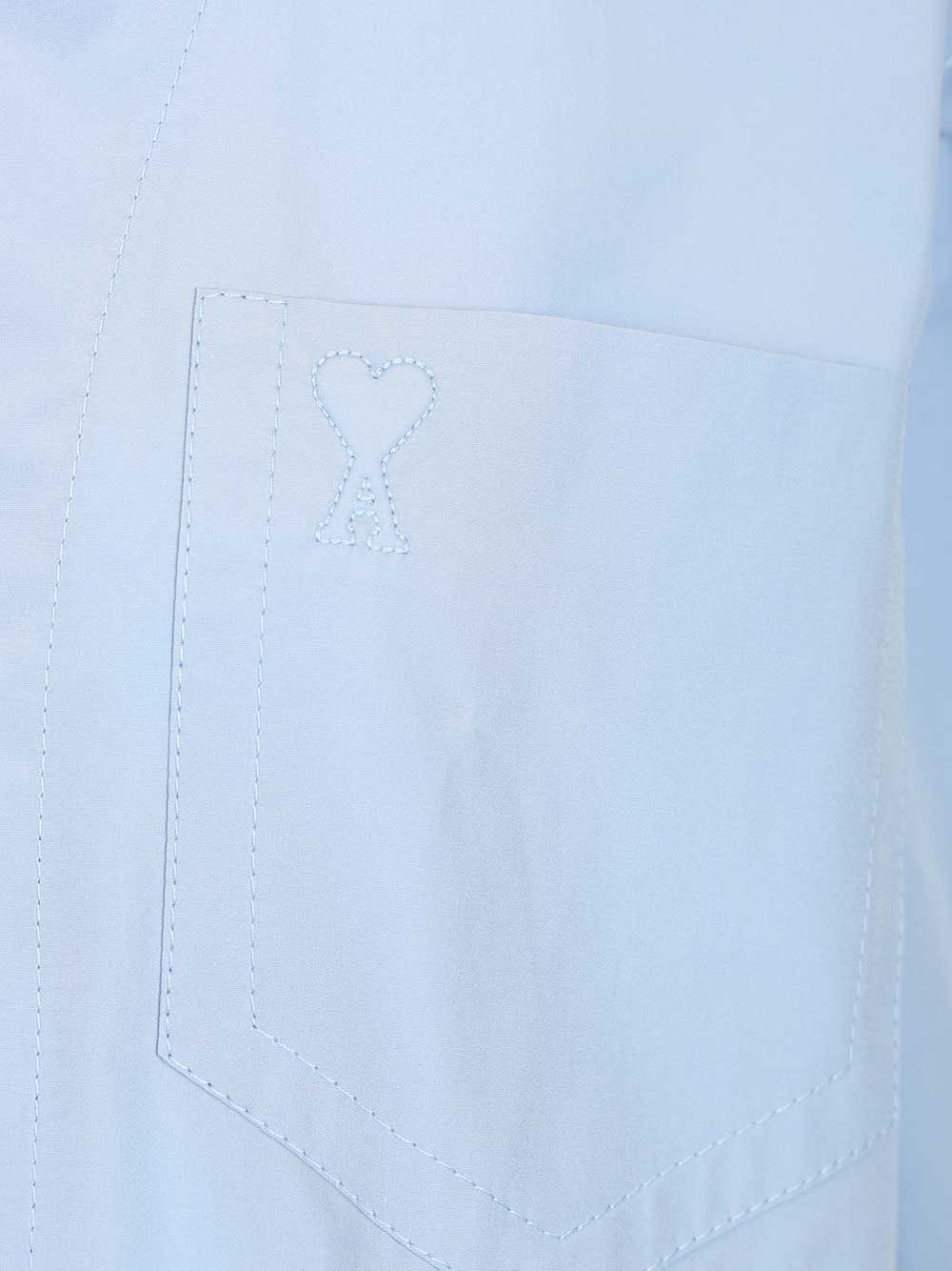 Ami Short-Sleeved Poplin Shirt Shirts - Light blue | 010792bdca52a46aef9455093729f87cad74ee8b