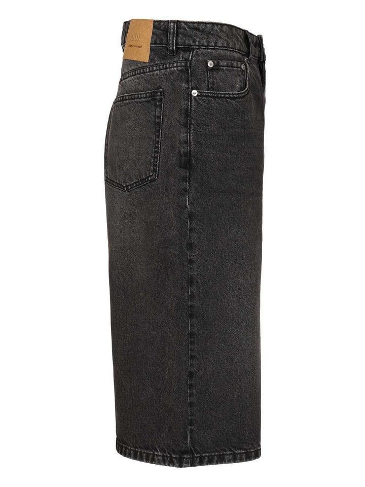 Ami Large Fit Bermuda Shorts Used Denim Trousers - Black | 4c2c46363da61ac94b5463e563355c3c4f8eb424