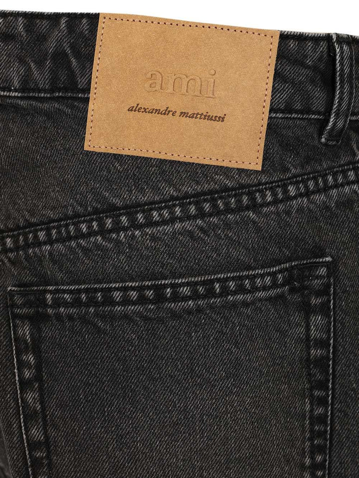 Ami Large Fit Bermuda Shorts Used Denim Trousers - Black | ca88d0d820b7d4ec1030145051134c8524aacaed