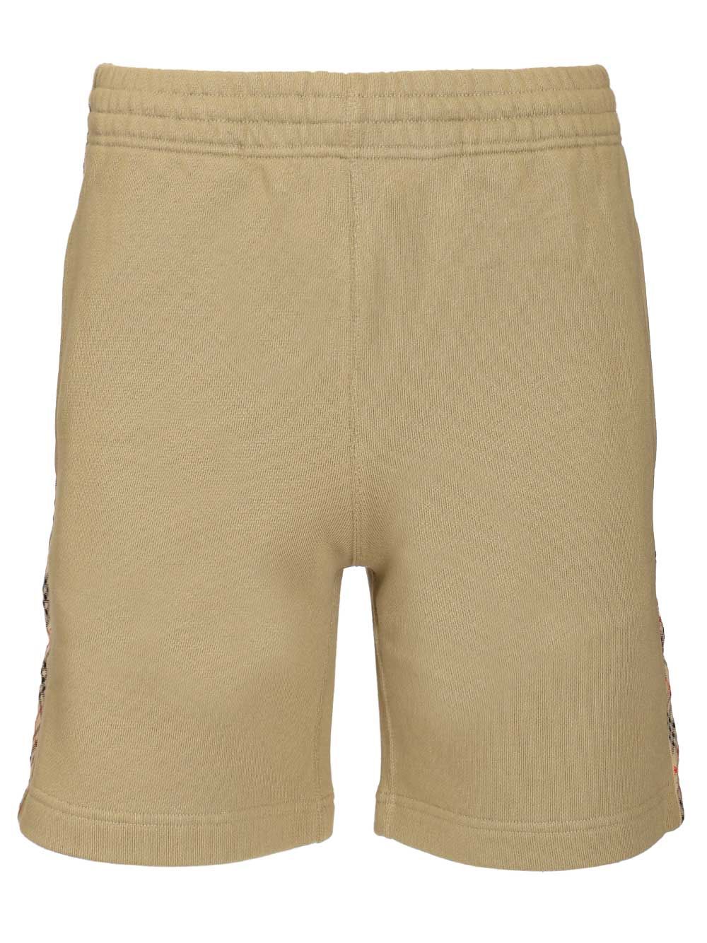 Burberry Cotton Shorts With Check Trim Trousers - Beige | 33d2ad7594a764ccc14e3b1d14d21d678a83bf74