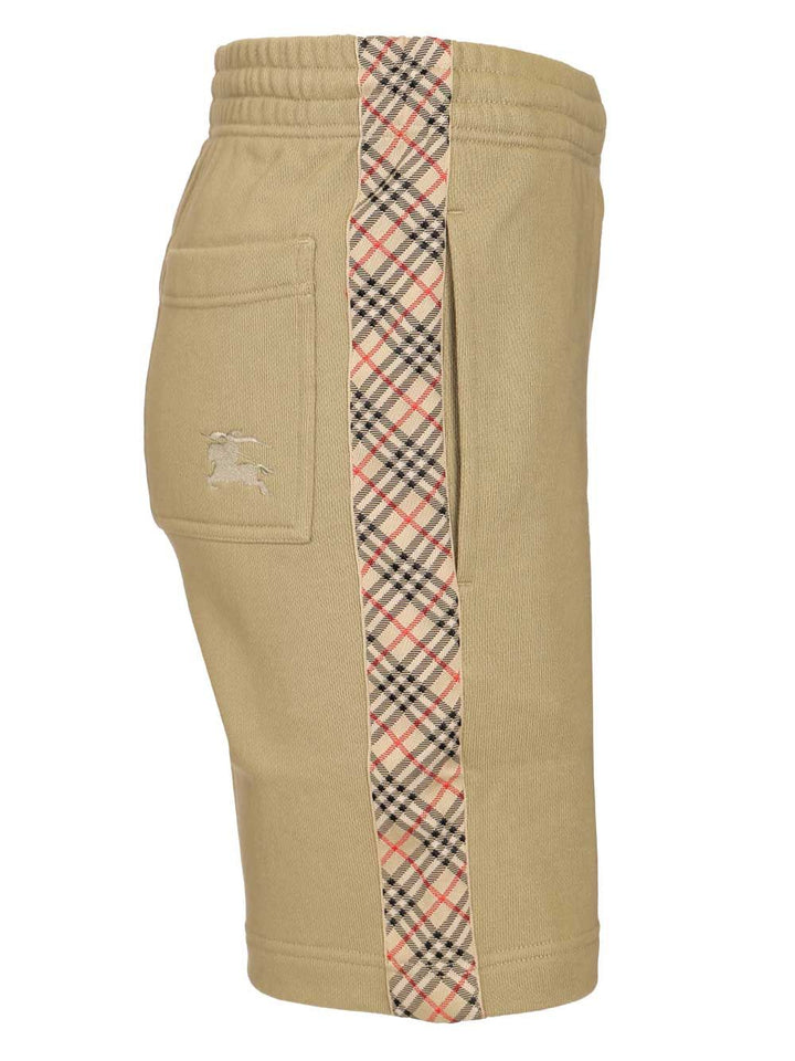 Burberry Cotton Shorts With Check Trim Trousers - Beige | 3fe524516575d3fb9de8cf9622bae747b1b74f54