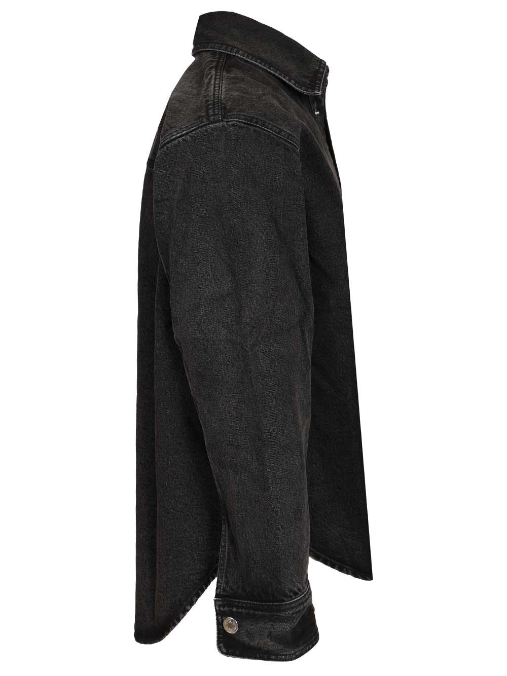 Ami Overshirt With Knitted Ami De Coeur Used Denim Jackets - Black | 2f1451900ee12325b22ed9a36c4351e510358082