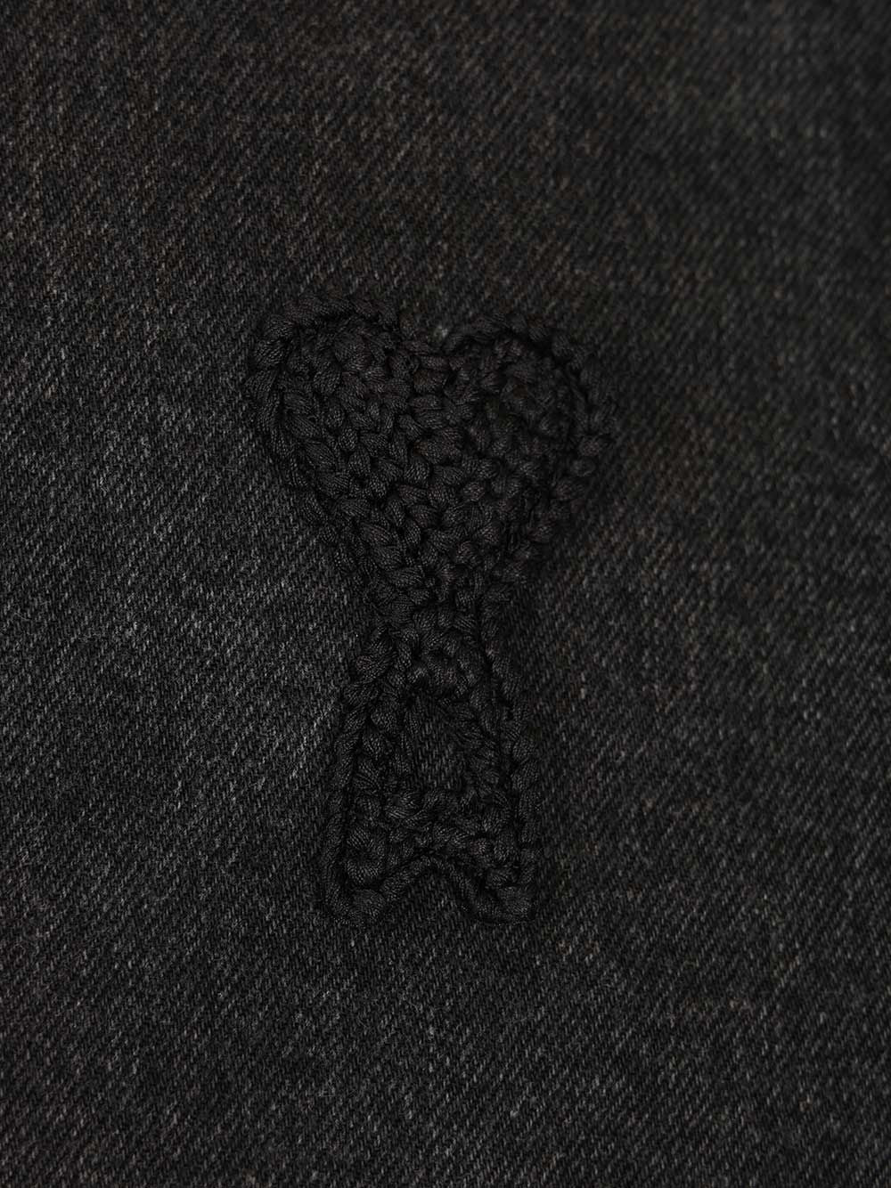 Ami Overshirt With Knitted Ami De Coeur Used Denim Jackets - Black | 37951ee5ba1176097ad4b7b822bbc458df1c908b