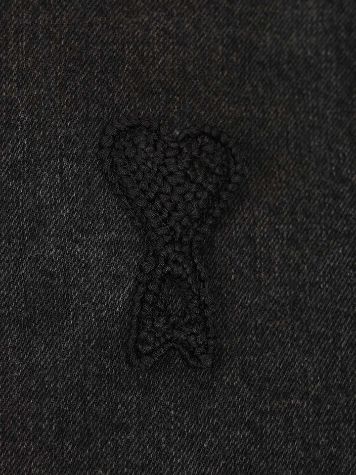 Ami Overshirt With Knitted Ami De Coeur Used Denim Jackets - Black | 37951ee5ba1176097ad4b7b822bbc458df1c908b