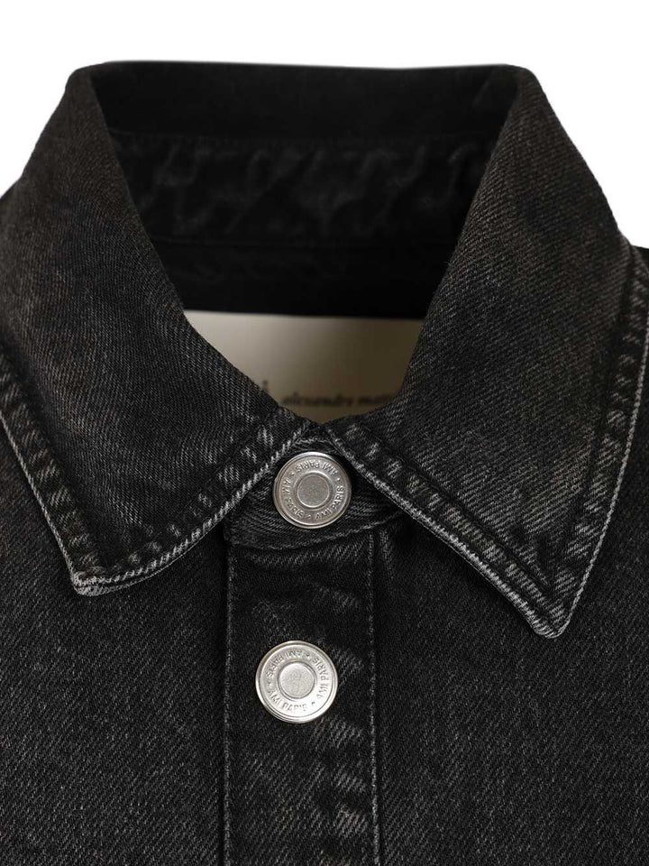 Ami Overshirt With Knitted Ami De Coeur Used Denim Jackets - Black | 921cb211f9977ecef49c91d4d82d8a60672b7eca