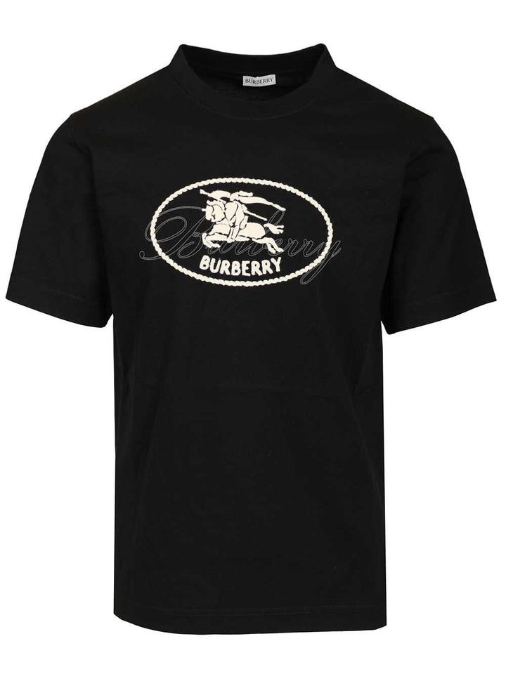 Burberry Cotton  With Knight Stamp T-Shirt - Black | e18e19552b69dcde55b3121e1e1e143e016c1eb6