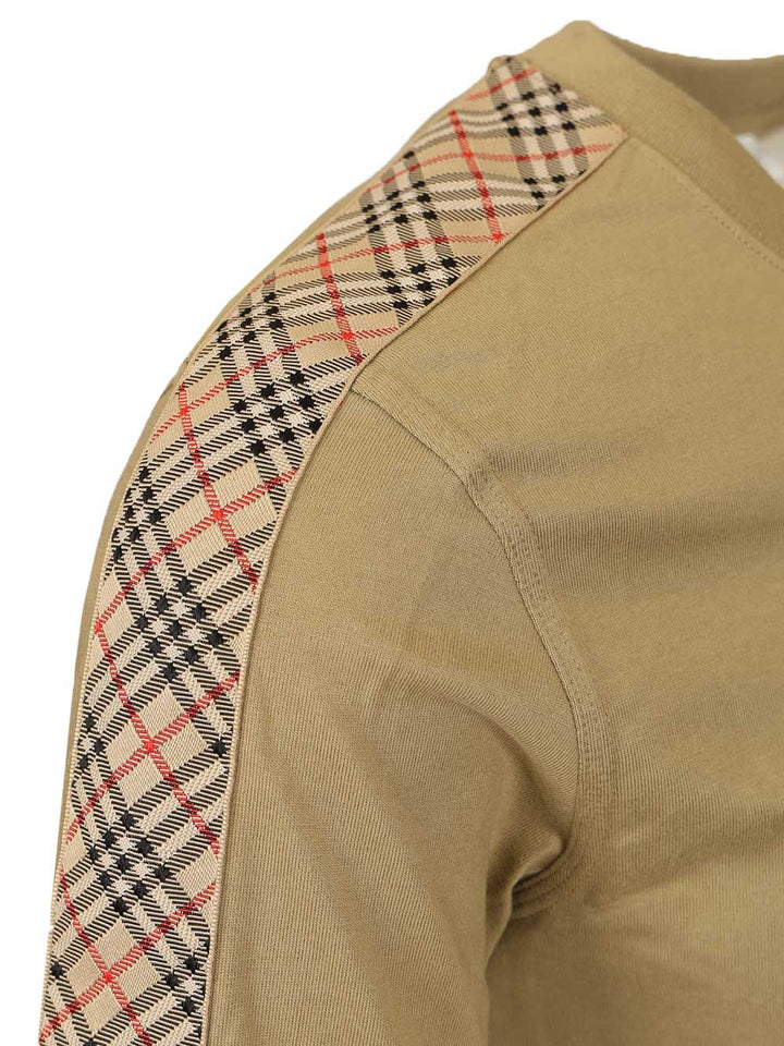Burberry Cotton T-Shirt With Check Trim Trousers - Beige | 3c8d6b82252b1634f93e4a045ff2c9c0cccf091a