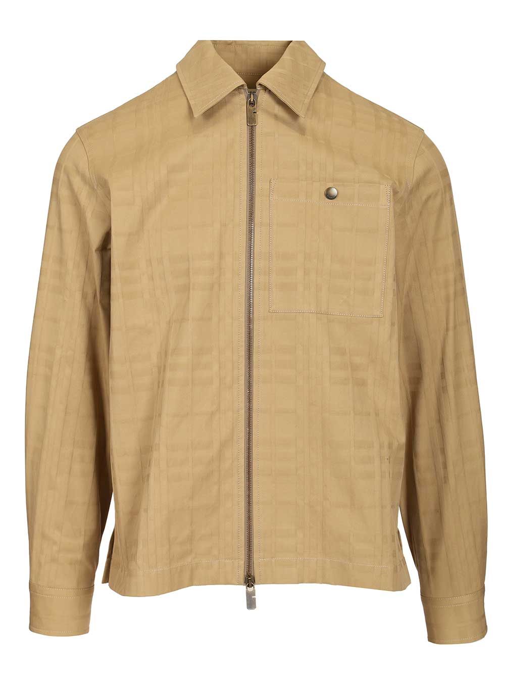 Burberry Check Cotton Zip-Up Shirt Jackets - Beige | a684435ad43a1582603b44cb87d556a7bcb340e7